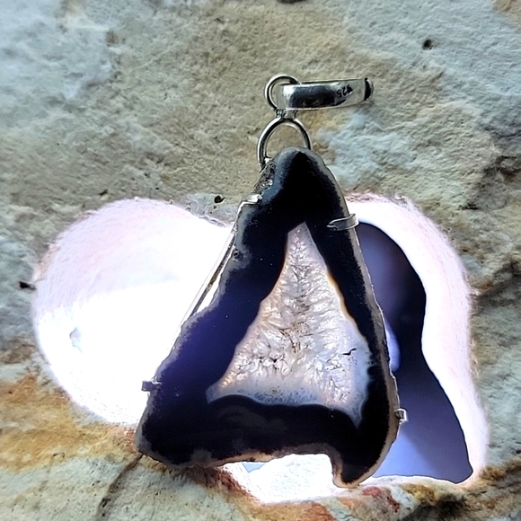 Solar Quartz 925 Sterling Silver Unisex Necklace Large Pendant & Bale EUC - Picture 1 of 8